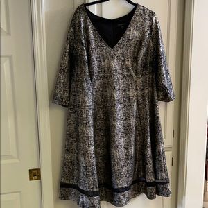 Black and gold sparkle fit and flare dress